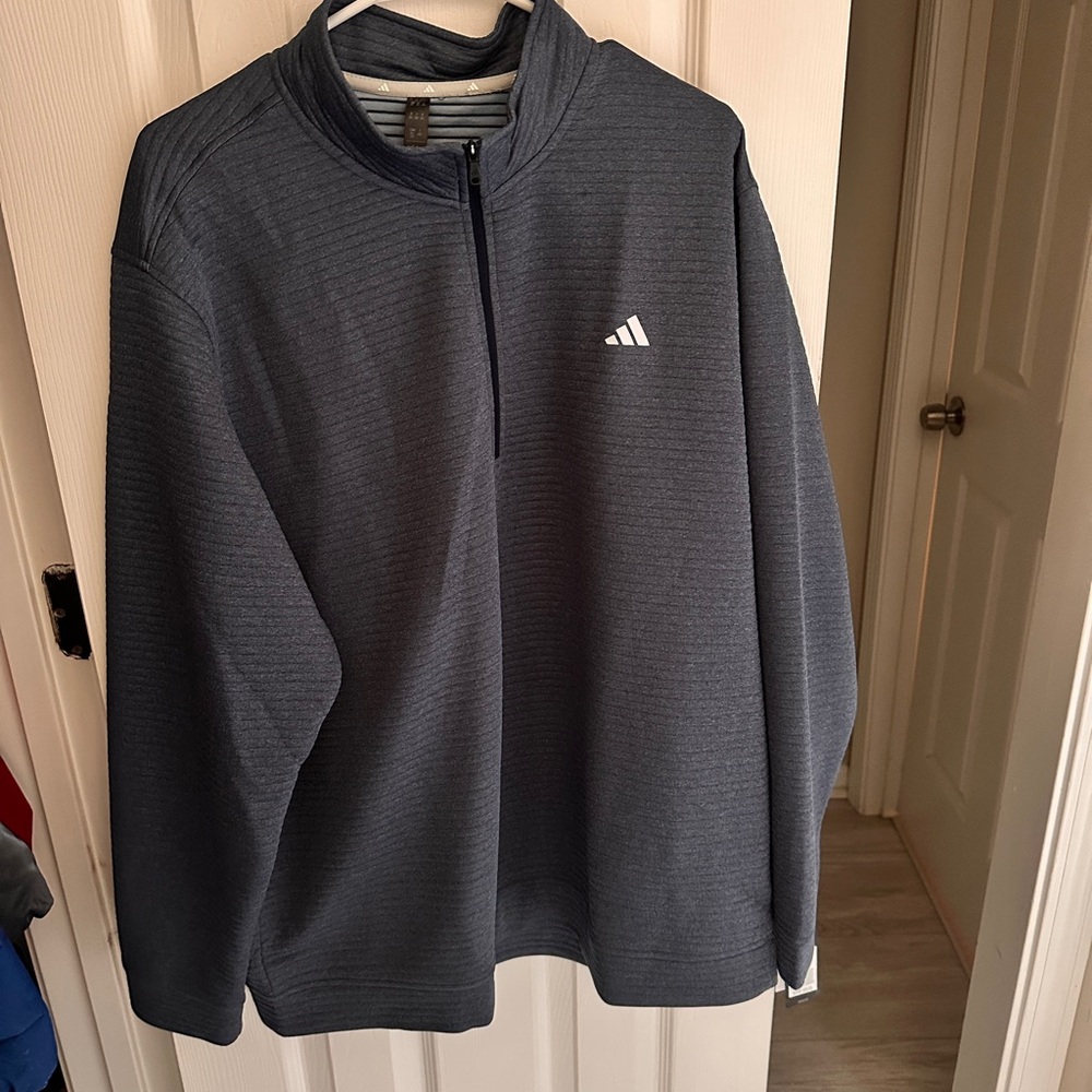 Adidas quarter-zip pullover ribbed texture quarter-zip closure Size 2XL NWT